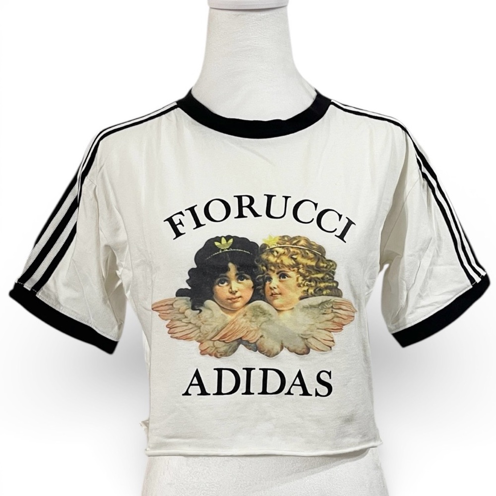 Adidas x Fiorucci Angel Graphic Crop Top – Size 36 (Small) – White/Black - GUC